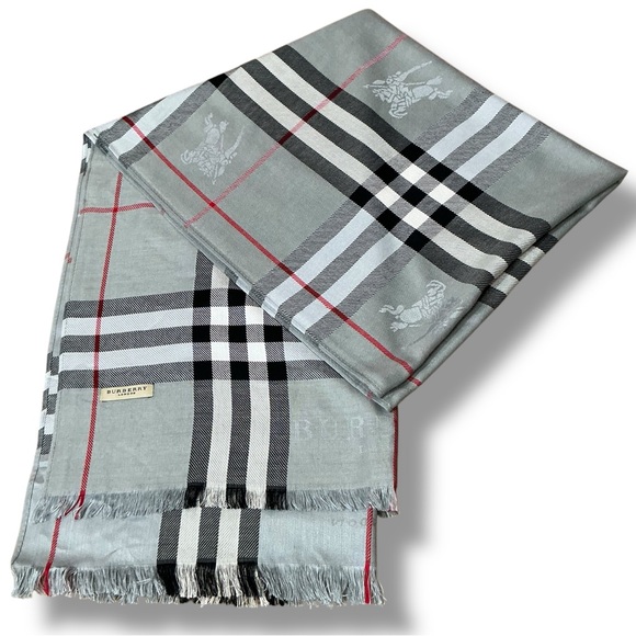 Vintage Burberry London Stole Shadow Horse Design Large Scarf - Picture 1 of 14
